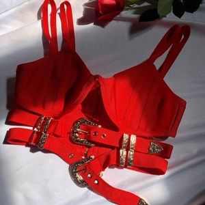 $40 TODAY ONLY Gold Buckle Red Top